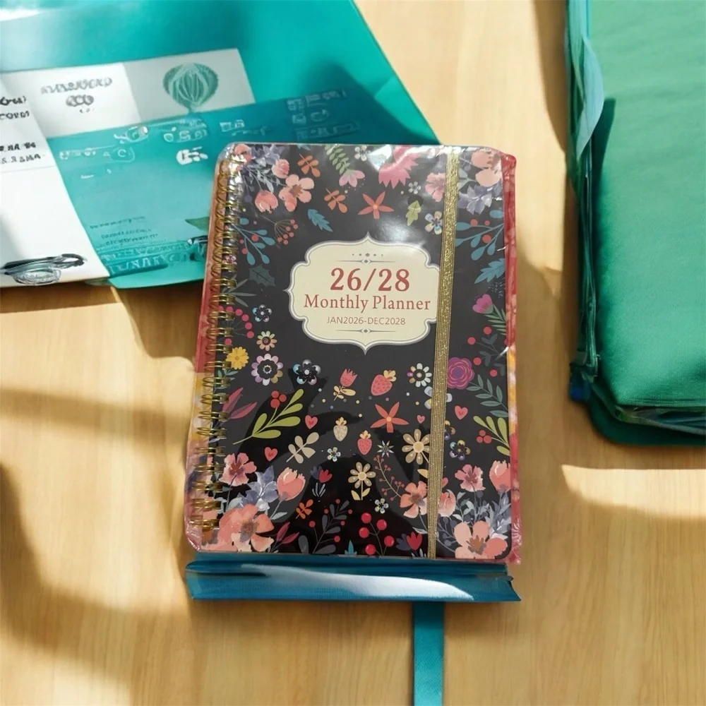 Floral Monthly Planner 2026 2027 2028 Spiral Bound